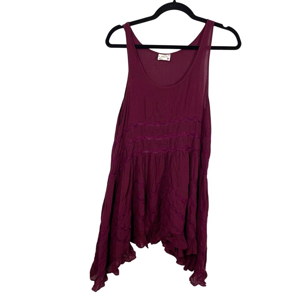 Intimately Free People, Size Large, Burgundy Lace Oversized Nightgown, Sheer
